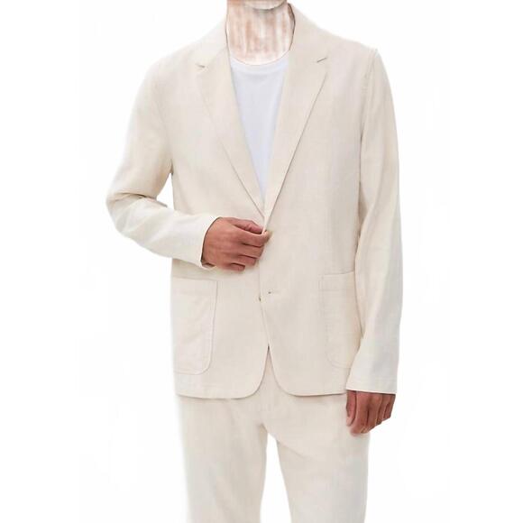 NEW MARINE LAYER hemp button blazer in natural